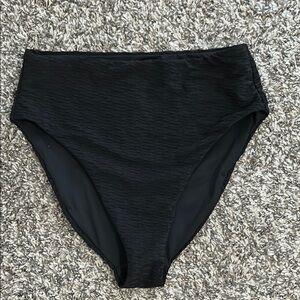 Victoria Secret High-Waisted Black Textured Bikini Bottom Size Small